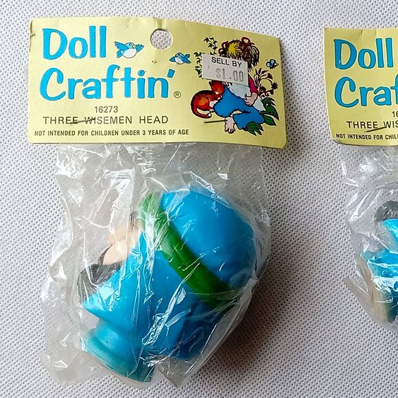 🎯 10 for $10 / 2 Vintage Crafting Wise Men Plastic Doll Heads Doll Craftin' - Picture 3 of 9